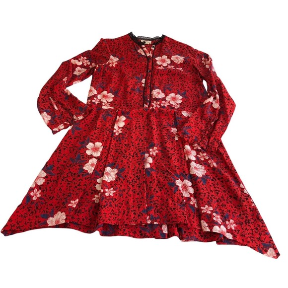 Zadig & Voltaire Women's Ruti Pensee Long Sleeve Floral Silk Red Mini Dress Sz S - Picture 4 of 9